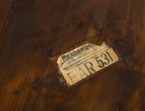 Labels on Reich-owned property administered by the Bohemian-Moravian Land Gallery (now the National Gallery in Prague), preserved on confiscated works of art that belonged to persecuted individuals