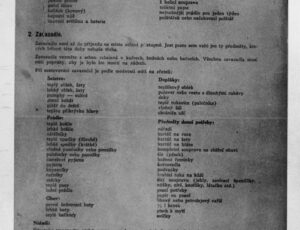 List of items allowed and recommended for transport. Comments on the equipment set-up (source: http://collections.jewishmuseum.cz)