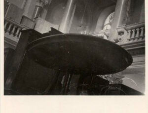 A warehouse of seized Jewish property in the Vinohrady Synagogue. (source: http://collections.jewishmuseum.cz)