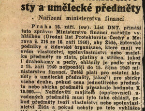 Jews must declare their jewels (excerpt from contemporary press) (source: http://collections.jewishmuseum.cz)