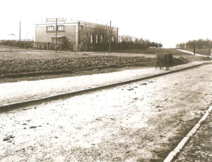 Unique photograph dating from 15 April, 1944. The Vokovice Sokol clubhouse stood in an open area away from other buildings. Today the site is occupied by offices and manufacturing premises. Photo from the Prague City Archive iconographic collection.