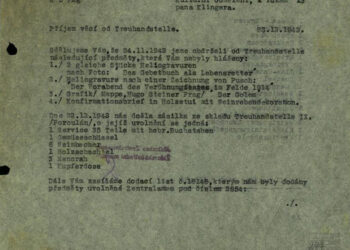 Přejímací list ze skladu Treuhandstelle (1942) (zdroj: http://collections.jewishmuseum.cz)