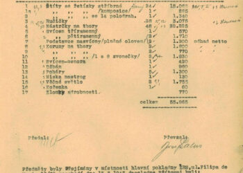 Přijímací protokol (zdroj: http://collections.jewishmuseum.cz)