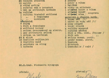 Seznam převzatých bohoslužebných předmětů (zdroj: http://collections.jewishmuseum.cz)