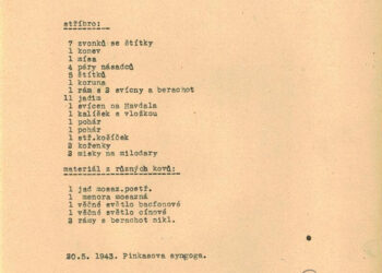 Seznam převzatých bohoslužebných předmět, (zdroj: http://collections.jewishmuseum.cz)